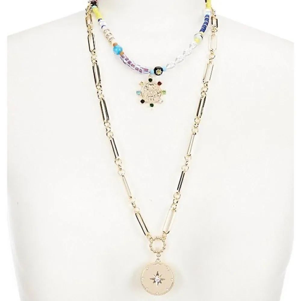 NWT Natasha Accessories
Beaded Chain Multi Strand Necklace #JW7